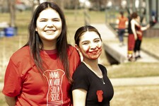 Violet Bull and Jalaine Potts were among the many WCPS Ponoka students at the National Day of Awareness for Missing & Murdered Indigenous Women and Girls and Two Spirited People event May 5 in Ponoka.